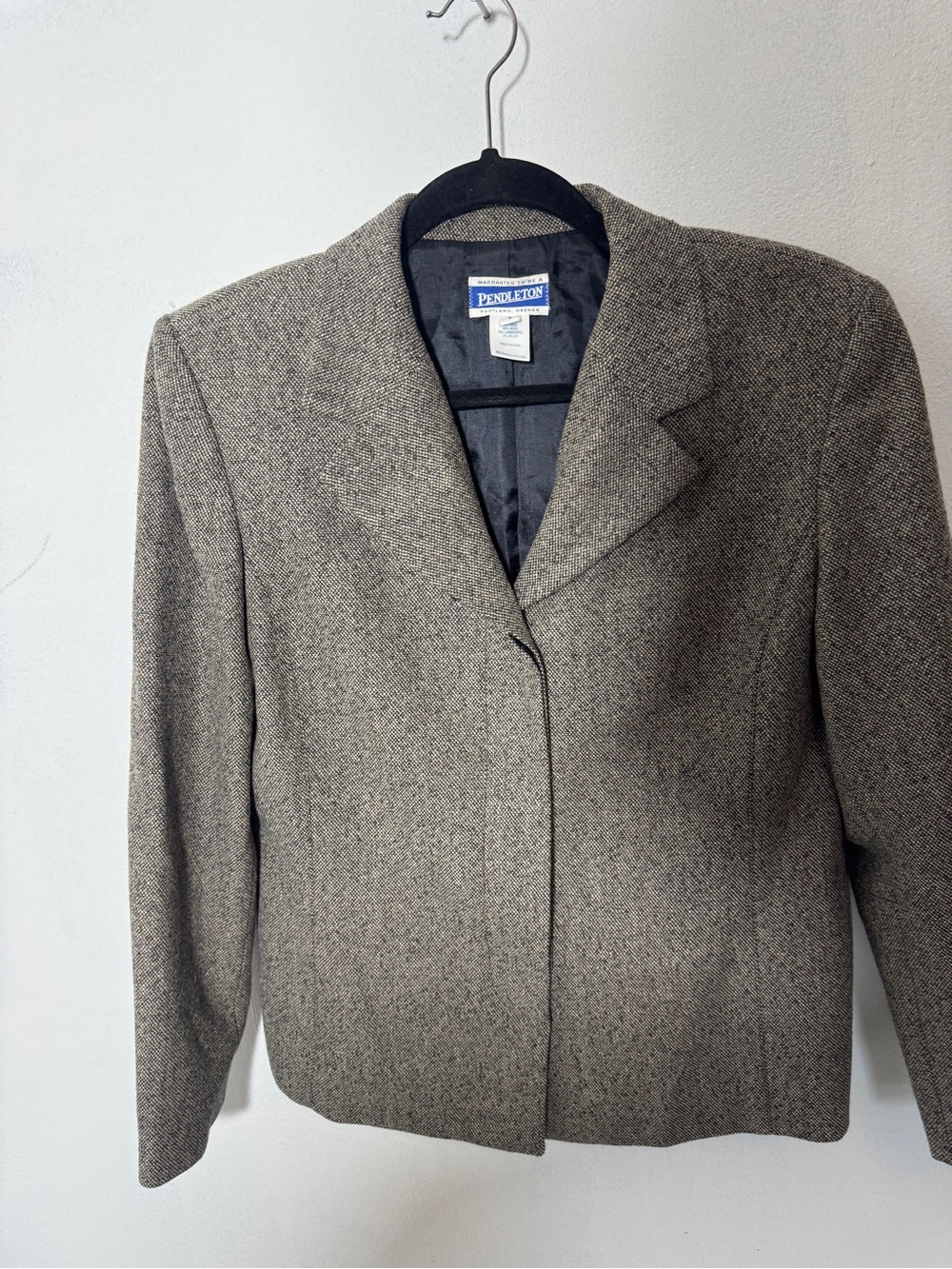 Vintage Pendleton Wool Blazer Jacket Women’s Size 8 Brown Tweed Made in USA